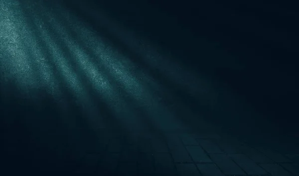 Empty scene background. Incident light from a window on an empty brick wall. Dark abstract background