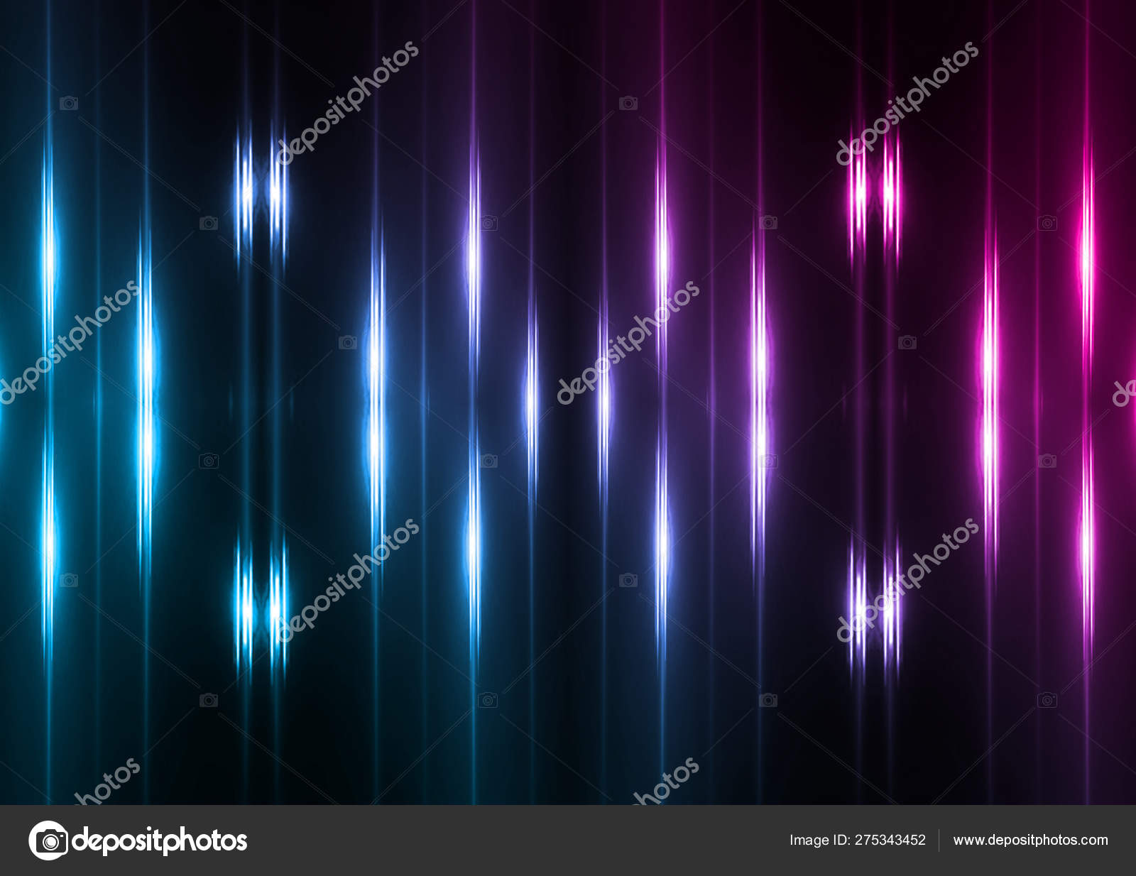 Foto de Dark blue abstract background with ultraviolet neon glow, blurry  light lines, waves do Stock