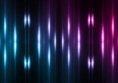 Karanlık soyut fütüristik arka plan. Neon çizgiler ve şekiller. Karanlık bir arka plan üzerinde Neon kızdırma ve ışınları
