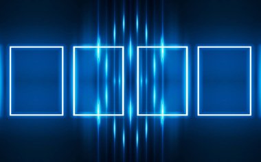 Karanlık soyut fütüristik arka plan. Neon çizgileri, parıltı. Neon çizgiler, şekiller.