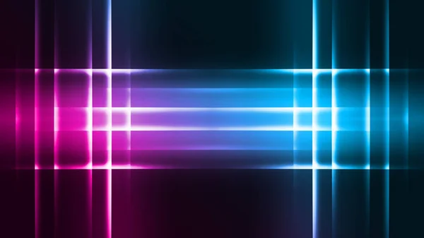 Donkere abstracte futuristische achtergrond. Neon lijnen en vormen. Neon gloed en stralen op een donkere achtergrond — Stockfoto