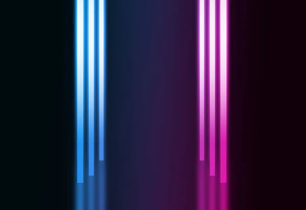 Dark abstract futuristic background. Neon lines and shapes. Neon glow and rays on a dark background