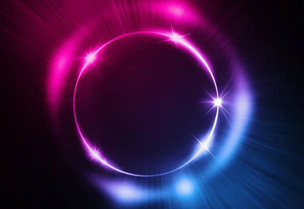 Dark abstract futuristic background. Neon lines and shapes. Neon glow and rays on a dark background — Stock Photo, Image