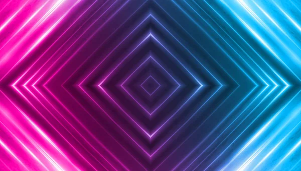 Dunkler abstrakter futuristischer Hintergrund. Leuchtende Leuchtlinien. Neonfarbene Linien, Formen. Rosa und blaues Leuchten — Stockfoto