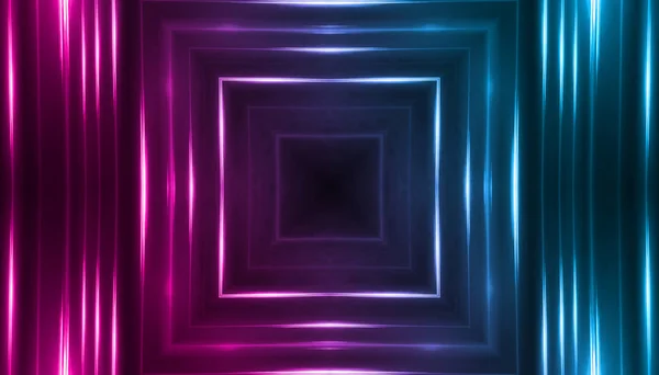 Fondo futurista abstracto oscuro. Líneas de neón, resplandor. Líneas de neón, formas. Resplandor rosa y azul —  Fotos de Stock