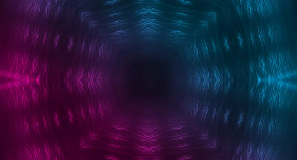 Donkere abstracte futuristische achtergrond. Neon lijnen, gloeien. Neonlijnen, vormen. Roze en blauwe gloed — Stockfoto