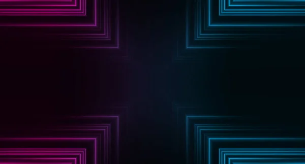 Dark abstract futuristic background. Neon lines, glow. Neon lines, shapes. Pink and blue glow — Stock Photo, Image