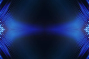 Neon ultraviyole çizgileri ve dalgaları olan karanlık soyut bir zemin. Işık neon etkisi. Lazer ışığı gösterisi, enerji dalgaları.