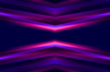 Neon ultraviyole çizgileri ve dalgaları olan karanlık soyut bir zemin. Işık neon etkisi. Lazer ışığı gösterisi, enerji dalgaları.