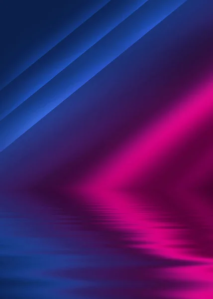 Abstract Dark Futuristic Background Ultraviolet Neon Light Rays Reflected Water — Stock Photo, Image