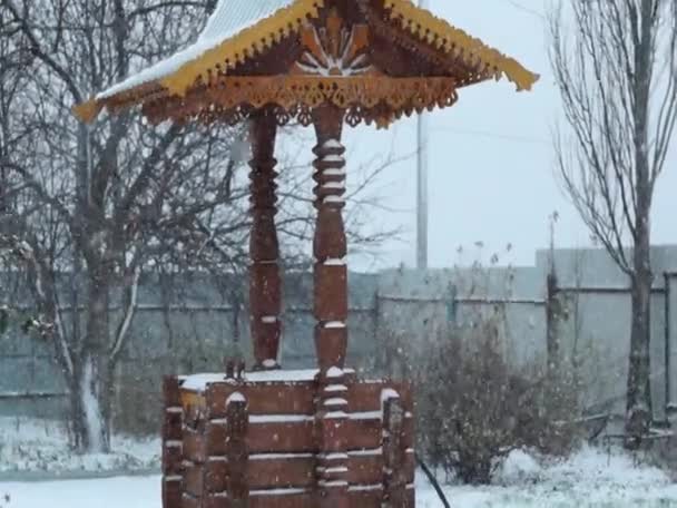 Ilk Kar Yağışı Sırasında Oyulmuş — Stok video