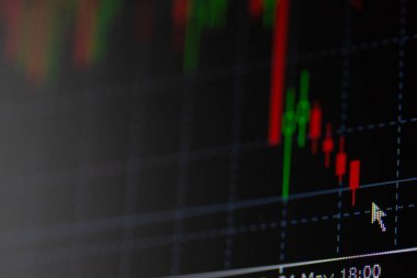 Bearish eğilim mum çubuğu grafik. Mumda fare işaretçisi. Düşen fiyat.