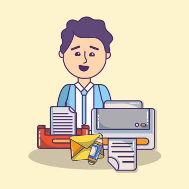 iş çalışan office ile malzemeleri ve öğeleri illüstrasyon grafik tasarım vektör