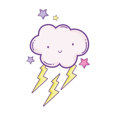 Yıldızlar ve ışınları karikatür ile şirin bulut