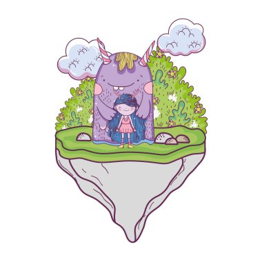 canavar alan vektör çizim tasarım ile küçük peri