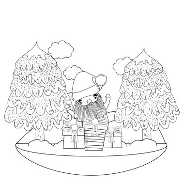 Noel Baba hediye çimen vektör çizim tasarım ile