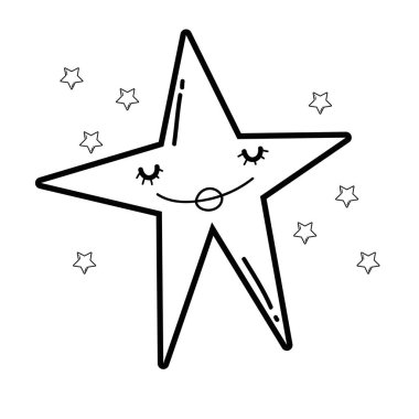 Seksi dudaklar karikatür vektör çizim grafik tasarım ile gülümseyen yıldız