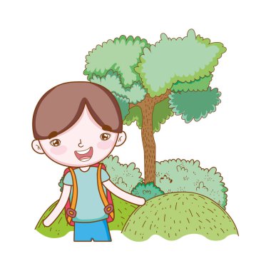 Gezgin ekolojik turizm çocukla ağaç ve 