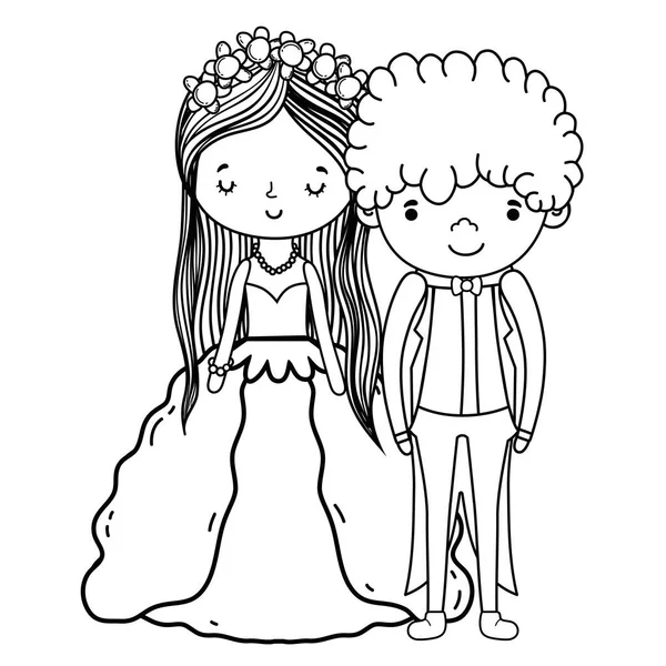 Çift Düğün Sevimli çizgi vektör çizim grafik tasarım