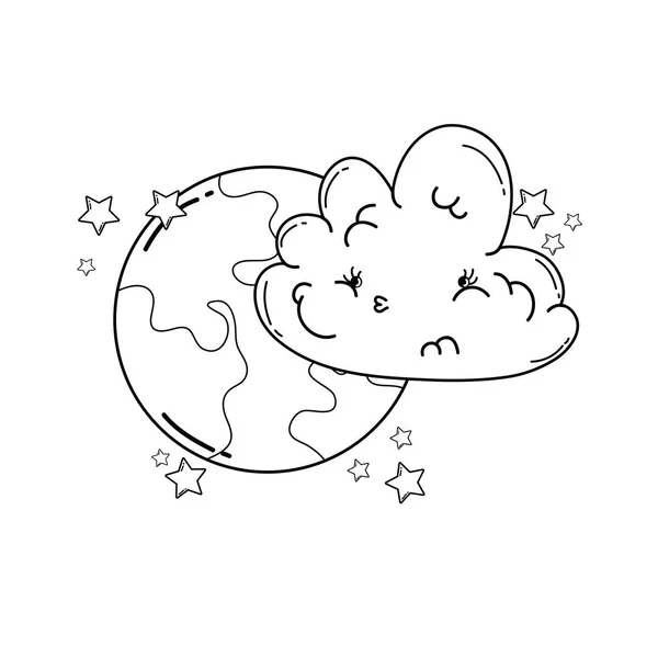 Wolken Und Mond Niedlich Cartoons Vektor Illustration Grafik Design — Stockvektor