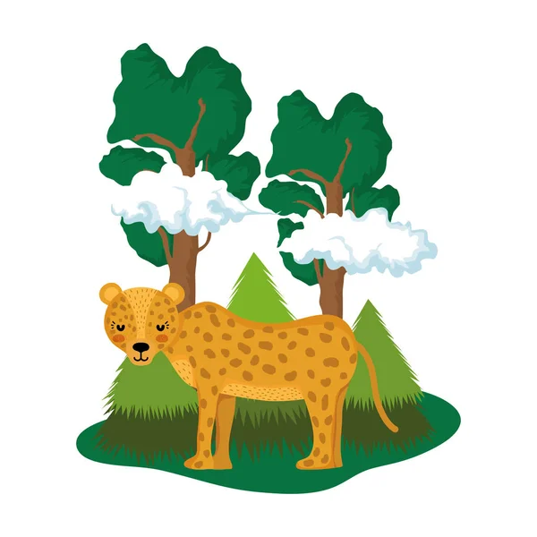 Mignon Guépard Dans Paysage Vectoriel Illustration Design — Image vectorielle