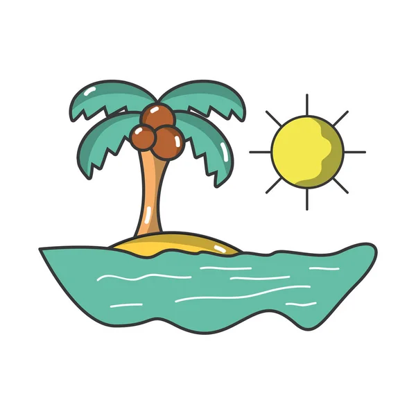 Insel Mit Palme Cartoons Vektor Illustration Grafik Design — Stockvektor