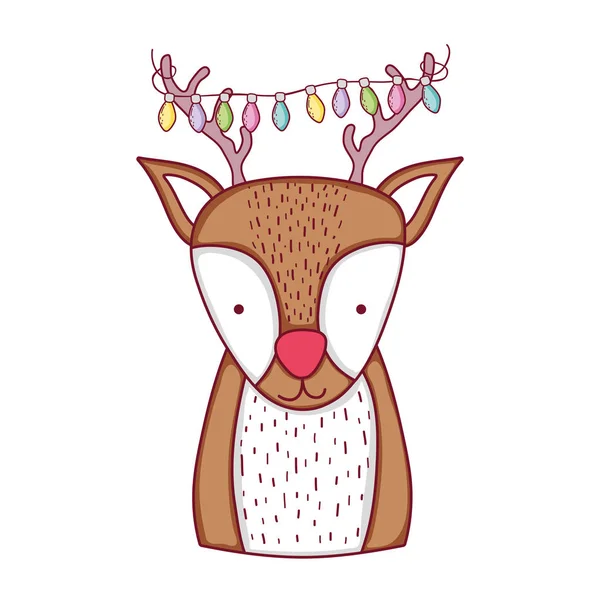 Cute Christmas Reindeer Character Vector Illustration Design — Stock Vector