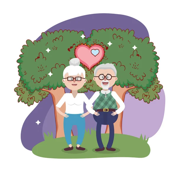Großeltern Ältere Schöne Paar Cartoon Vektor Illustration Grafik Design — Stockvektor