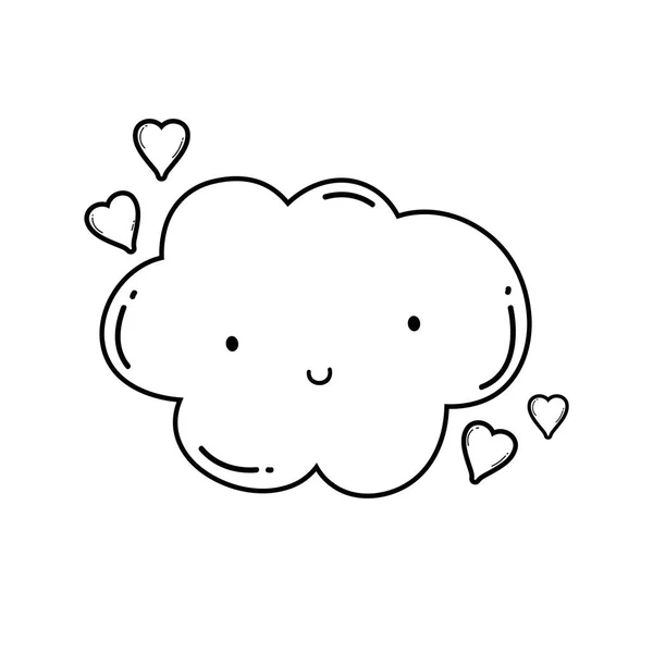 Χαριτωμένο Σύννεφο Στην Αγάπη Καρδιές Διάνυσμα Καρτούν Εικονογράφηση Γραφικού Σχεδιασμού — Διανυσματικό Αρχείο