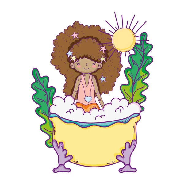 Küvet karakter vektör çizim tasarım sevimli deniz kızı