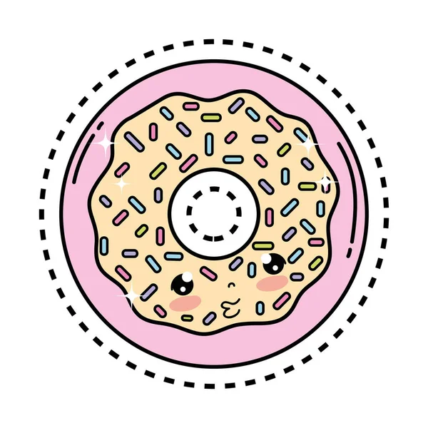 Sweet Donut Kawaii Charakter Vektor Illustration Design — Stockvektor