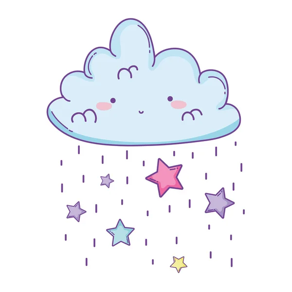 Aranyos Felhő Eső Csillag Rajzfilm Vektoros Illusztráció Grafikai Tervezés — Stock Vector