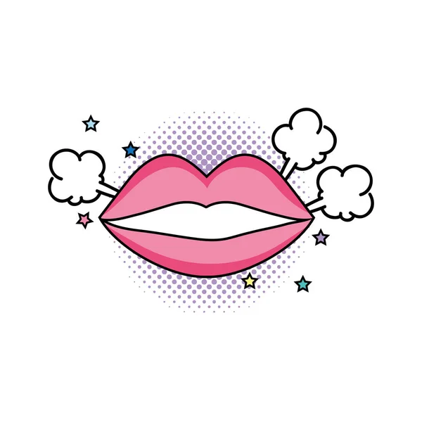 Woman Mouth Pop Art Style Vector Illustration Design — Stock Vector