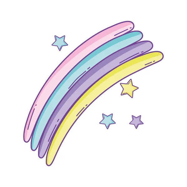 虹と星のかわいい漫画のベクトル イラスト グラフィック デザイン — ストックベクタ