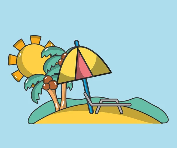 Summer Beach Cartoo Avec Des Éléments Vectoriels Illustration Graphisme — Image vectorielle