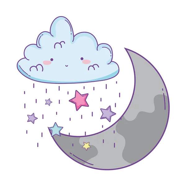 Nuage Lune Dessin Animé Mignon — Image vectorielle