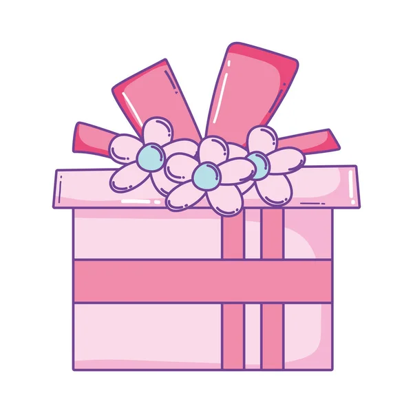 Compleanno Strisce Giftbox Cartone Animato Vettore Illustrazione Grafica Design — Vettoriale Stock
