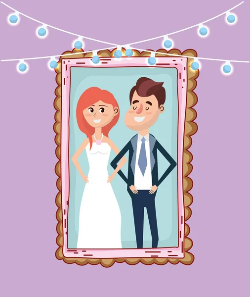 Απλά Έγγαμος Γάμου Ζευγάρι Κάρτα Σχεδιασμό Διανυσματικά Εικονογράφηση Γραφιστικής — Διανυσματικό Αρχείο