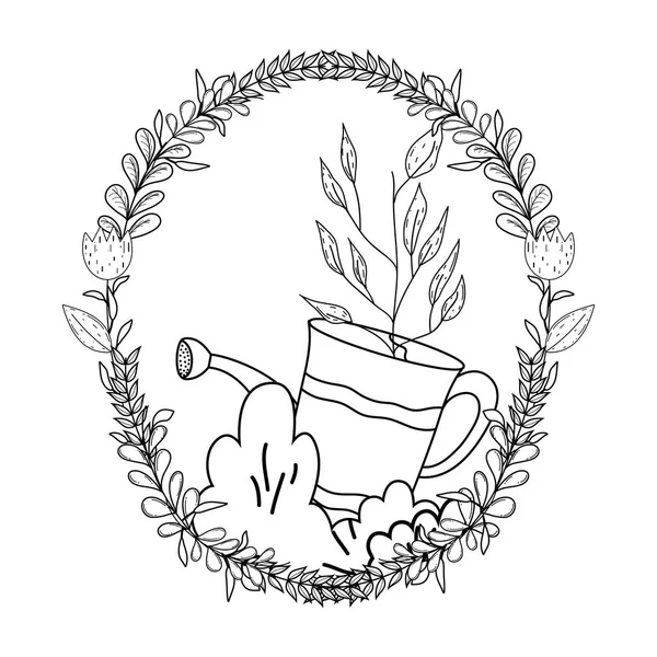 Разбрызгиватель Душа Садовника Векторным Рисунком Венка — стоковый вектор