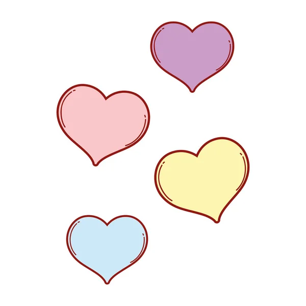 Coeurs Amour Couleurs Icônes Vectoriel Illustration Conception — Image vectorielle