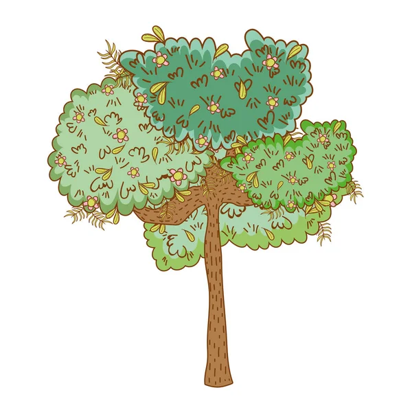 Wiejski Krajobraz Drzewo Projekt Graficzny Ilustracja Wektora Okrągła Ikona — Wektor stockowy