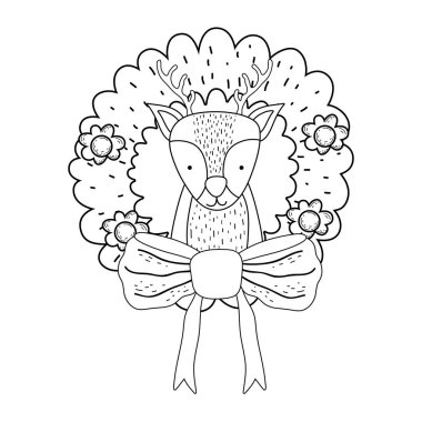 Sevimli Noel reindeer çimen vektör çizim tasarım