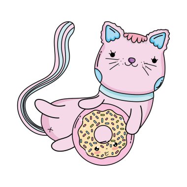 çörek vektör çizim tasarım ile şirin kedi