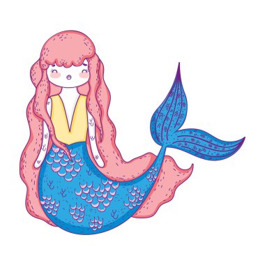 sevimli deniz kızı Peri masalları illüstrasyon tasarım vektör