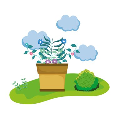 houseplant kamp sahne vektör çizim tasarım