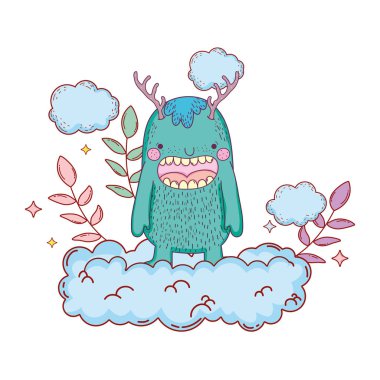 Fairytale canavar bulutlar karakter vektör çizim tasarımı ile