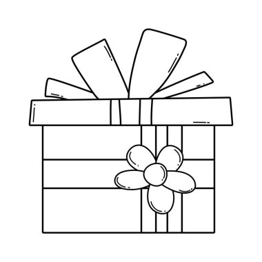 Doğum günü giftbox karikatür vektör çizim grafik tasarım çizgili