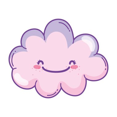 Çizgi film vektör çizim grafik tasarım gülümseyen şirin mutlu bulut