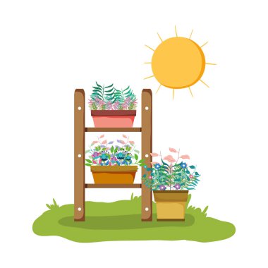 chelf Bahçe houseplants vektör çizim tasarım ile