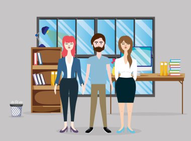 İş arkadaşları office sahne karikatür, çizim grafik tasarım vektör